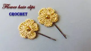 easy flower hair clips crochet tutorial | how to crochet hair clips