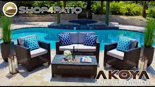 4 Piece Outdoor Conversation Sofa Set in Espresso Brown Wicker