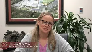 Brookwood High School's 2023-24 Teacher of the Year, Megan Gayle, congratulates students.