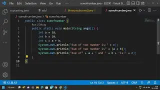 Sum of two numbers program in java.. code is available in the description..