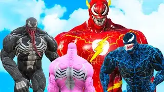 Venom Transforming into Flash - Venom | Team Venom (Blue Venom, Pink Venom, Giant) VS Flash-Venom
