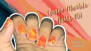 Water Marble Nails (successful) | Nail Art by ZamZam