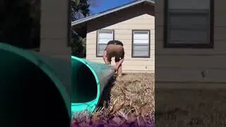 Guy farts into pipe