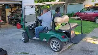 Golf cart with Resilient Sounds audio system.