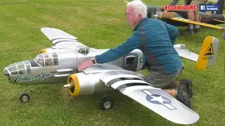 WW2 BOMBERS !!! MAGNIFICENT GIANT SCALE RC AIRCRAFT (TWIN ENGINES and a BELLY LANDING !)