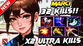 Dota 2 MARCI Gameplay | x2 ULTRA + 32 Kill MARCI DOTA 2 Gameplay | Marci Carry Build Gameplay 7.39