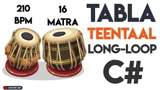 Tabla Teen Taal Long Loop C# Scale | 210 Bpm | #muzzico