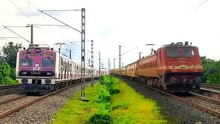 Dangerous Honking High Speed ICF Local & Wap7 Sealdah Express Wap4 Teesta Torsa + Intercity Express 