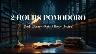 Rainy Library 📚 2 Hours Pomodoro Timer (25/5) with Brown Noise for Deep Focus