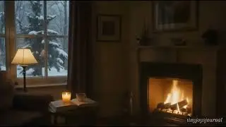 Cozy Winter Fireplace 🪵🔥| Snowy Evening & Warm Ambient Room🤍