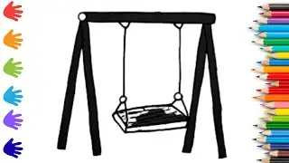 How To Draw cute swing set Drawing, Painting & Coloring For Kids and Toddlers_ Child Art 🐋🌈🎨