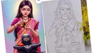 Shiv ratri drawing #easy to draw Shivling #Hiw to draw Shivling with grid method 