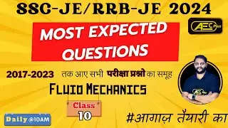Fluid Mechanics | Most Expected Questions - Part 10 | SSC JE 2024 & RRB JE 2024 | Civil Engineering
