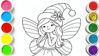 How to draw easy step fairy girl princess drawing Coloring painting for kids Let's Draw Together 