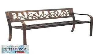 VEVOR Outdoor Bench 50 inch Carbon Steel Metal Frame with PVC Floral