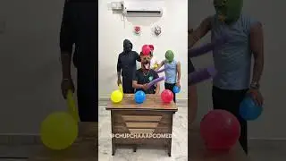 Funny reactions in balloon challenge #comedyvideos | Gorilla Tiger Fox Frog Dog | chup chaaap comedy