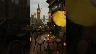 🎶Relaxing Soft Jazz Piano & Cozy Coffee Shop Ambience ☕️ London Big Ben & Tower Bridge View #shorts