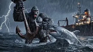 KING KONG vs Giant Shark | Prehistoric Planet Movie - Ancient Human Survival at Sea