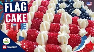 American Flag Cake | American Flag Cake Recipe | How to make a American Flag Cake | by @chefali1027
