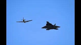 USAF P-51 A Mustang Heritage Flight with F-22 Raptor Cocoa Beach Airshow 2025
