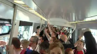AZ-supporters in tram Rotterdam