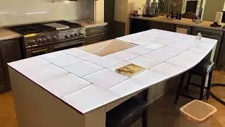 Kitchen island Defusco lighting partially installed