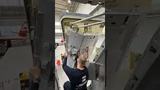 Passenger entry door installation ✈️ Can you guess the aircraft type? With ig/thelifeofm_y