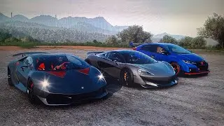 Forza Horizon 5 drag race: Lamborghini Sesto Elemento vs McLaren 600LT Vs Honda Civic Type R
