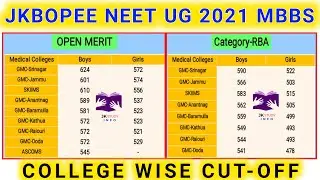 JKBOPEE NEET UG 2021 COLLEGE WISE MBBS CUT-OFF || Neet Ug 2021 Categorie Wise Cut-off