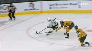 Warren Foegele drives to the net and elevates one home in tight for a goal.