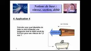 Exercices : debit,vitesse,section en plomberie chauffage
