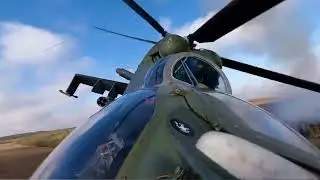 Ukrainian Mi-24 Gunship firing 127mm Zuni Rockets