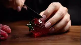 Strawberry Glass Cutting ASMR | Satisfying & Relaxing Sounds