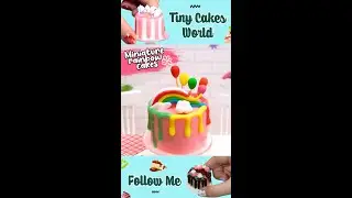 Fancy miniature rainbow cake decoration #Shorts  #TinyCakesWorld #miniaturecake