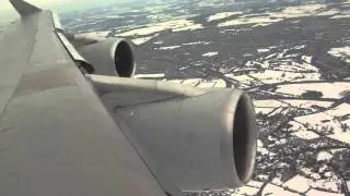 747-400 Landing In Snow at Heathrow Qantas HD