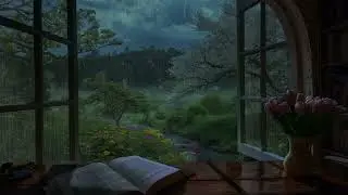 (No Ads) Rain on Window ASMR | Spring Cabin Ambience for Deep Sleep & Stress Relief...