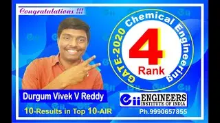 AIR-4 GATE-2020 DURGUM VIVEK VARDHAN REDDY in Chemical Engineering