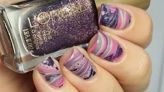 Glitter watermarble | Geode nails