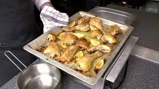 Gebraden kip met citroen en zwarte peper frites