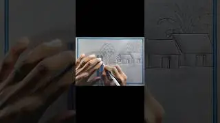 সুন্দর একটি গ্রামের দৃশ্য আঁকা #art #drawing #shorts