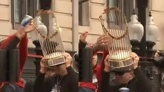 Thrown Beer Can Damages Red Sox World Series Trophy