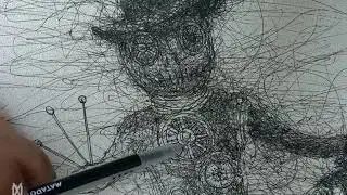 Soul Seeker : Pen drawing a gothic steampunk voodoo doll