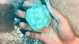 Blue gym chalk reforms, crushed over bubbly water. 🩵 ASMR therapy | gym chalk crushing | sleep aid
