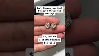 Real Diamond & Real 14k Gold Flower Set Earrings by Ijaz Jewelers