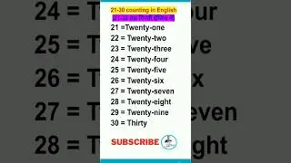 Number Names 21 to 30 - Spelling, Numbers in Words 21 to 30, Number Name 21 to 30, Numbers 21 to 30