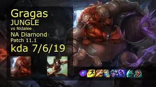 Gragas vs Nidalee Jungle - NA Diamond 7/6/19 Patch 11.1 Gameplay