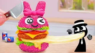 Top Fast Food Recipes 💖 How To Make Miniature Beef Burger Like Pinki Sprunki 🍔 Mina Mini Kitchen