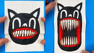 Cartoon Cat Folding Surprise | Trevor Henderson's Paper Craft