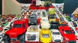 Box Full of model cars : Porsche, Tesla, Peugeot, Volvo, Close-up toy car review Tomica #4k