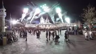 Wishes viewed from behind Cinderella's castle in 4K VR/360 (2/2/2017)